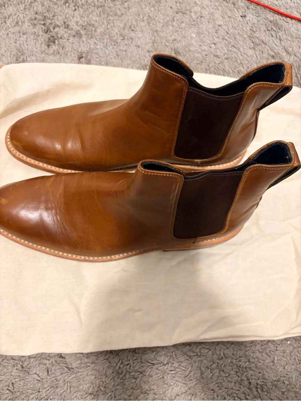 Nisolo Tan Leather Chelsea  Boots with Dark Elastic Panels